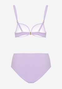 Born2be - Jasnofioletowe Klasyczne Bikini Majtki Typu Figi i Biustonosz Natinela. Kolor: fioletowy