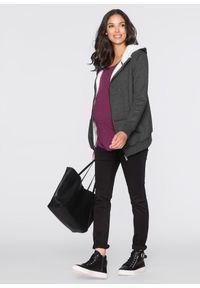 bonprix - Bluza rozpinana ciążowa z wstawką niemowlęcą na nosidełko i miękką spodnią stroną. Kolekcja: moda ciążowa. Kolor: szary. Materiał: materiał