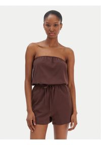 Seafolly Kombinezon Crinkle 55537-PS Brązowy Regular Fit. Kolor: brązowy. Materiał: bawełna #1