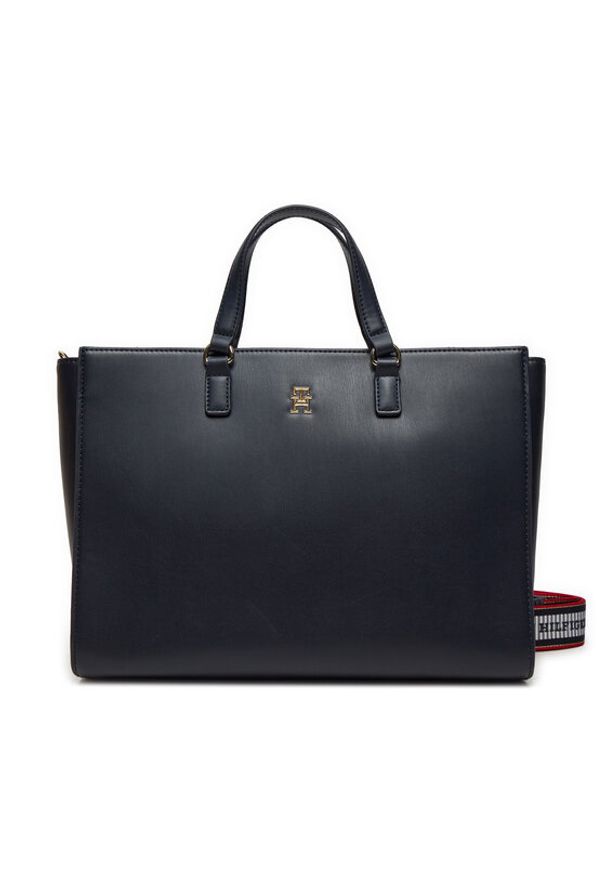 TOMMY HILFIGER - Tommy Hilfiger Torebka Fresh Satchel Corp AW0AW16684 Granatowy. Kolor: niebieski. Materiał: skórzane