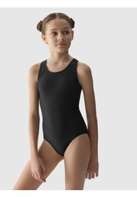 4F JUNIOR - Kostium kąpielowy jednoczęściowy dziewczęcy - czarny. Kolor: czarny. Materiał: włókno, syntetyk, elastan, materiał. Wzór: jednolity