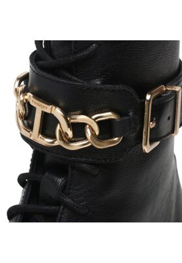 TwinSet - TWINSET Trzewiki 232TCP060 Czarny. Kolor: czarny. Materiał: skóra