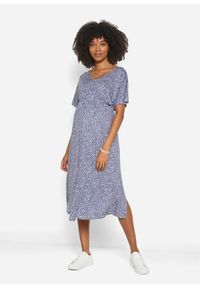 bonprix - Sukienka ciążowa midi ze zrównoważonej wiskozy. Kolekcja: moda ciążowa. Kolor: niebieski. Materiał: wiskoza. Długość: midi