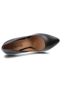 Czarne Czółenka Clasicco Damskie Eleganckie Buty. Kolor: czarny. Materiał: skóra. Obcas: na obcasie. Styl: elegancki. Wysokość obcasa: niski #3