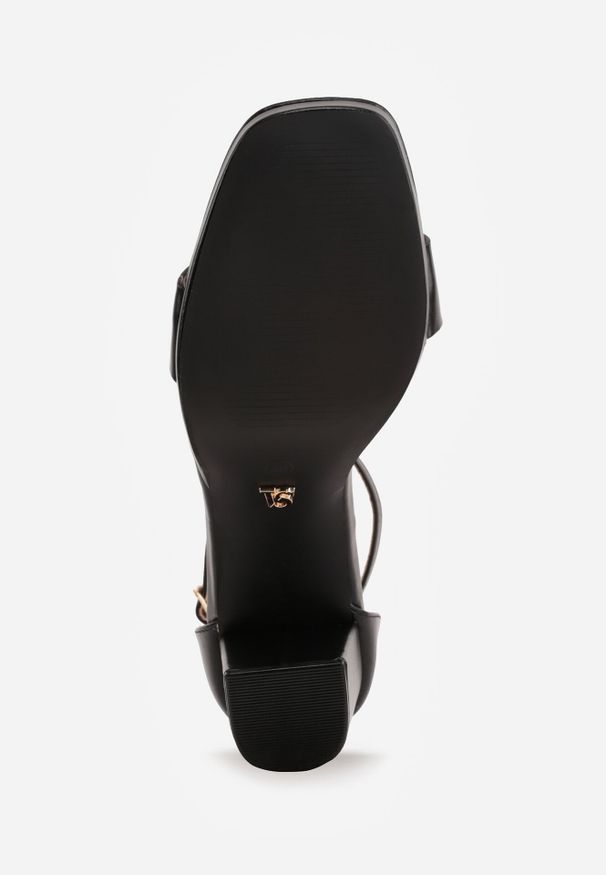 Born2be - Czarne Sandały VICES na Słupku z Wkładką ze Skóry Naturalnej Azirera. Zapięcie: pasek. Kolor: czarny. Materiał: skóra. Obcas: na słupku. Styl: wizytowy