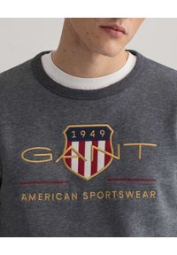 GANT - Szara bluza z logo. Kolor: szary. Materiał: prążkowany #3