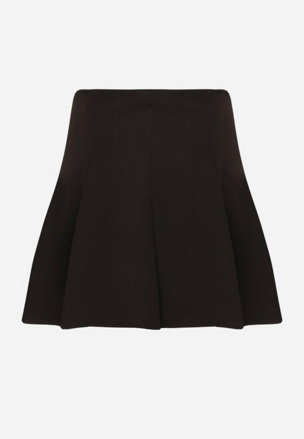 Born2be - Czarna Spódnica Mini Trapezowa z Zakładkami Zanirria. Kolor: czarny. Styl: elegancki