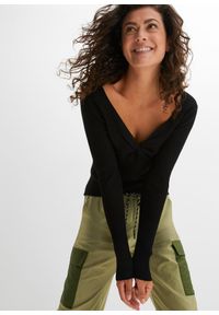 bonprix - Sweter w prążek. Kolor: czarny. Wzór: prążki #3