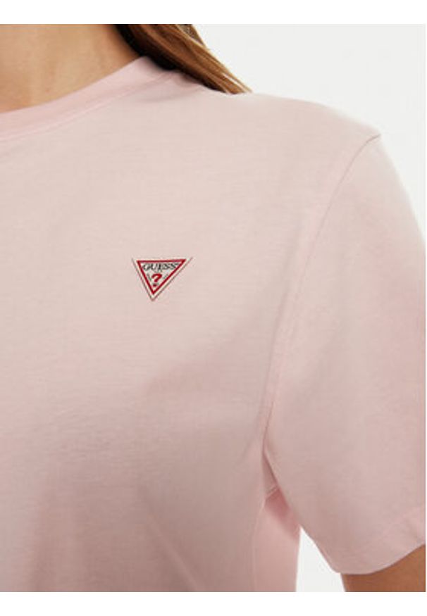 Guess Jeans T-Shirt W4YI05 K8HM0 Różowy Regular Fit. Kolor: różowy. Materiał: bawełna