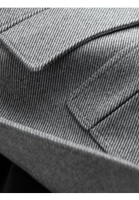 Ombre Clothing - Wzorzysty jednorzędowy męski płaszcz z kieszeniami – szary V3 - Rozmiar: XXL. Typ kołnierza: kołnierz rewers. Kolor: szary. Materiał: syntetyk, tkanina, poliester, materiał. Wzór: ze splotem #3