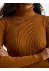 Lauren Ralph Lauren - LAUREN RALPH LAUREN Golf 200643398074 Brązowy Slim Fit. Typ kołnierza: golf. Kolor: brązowy. Materiał: bawełna #2