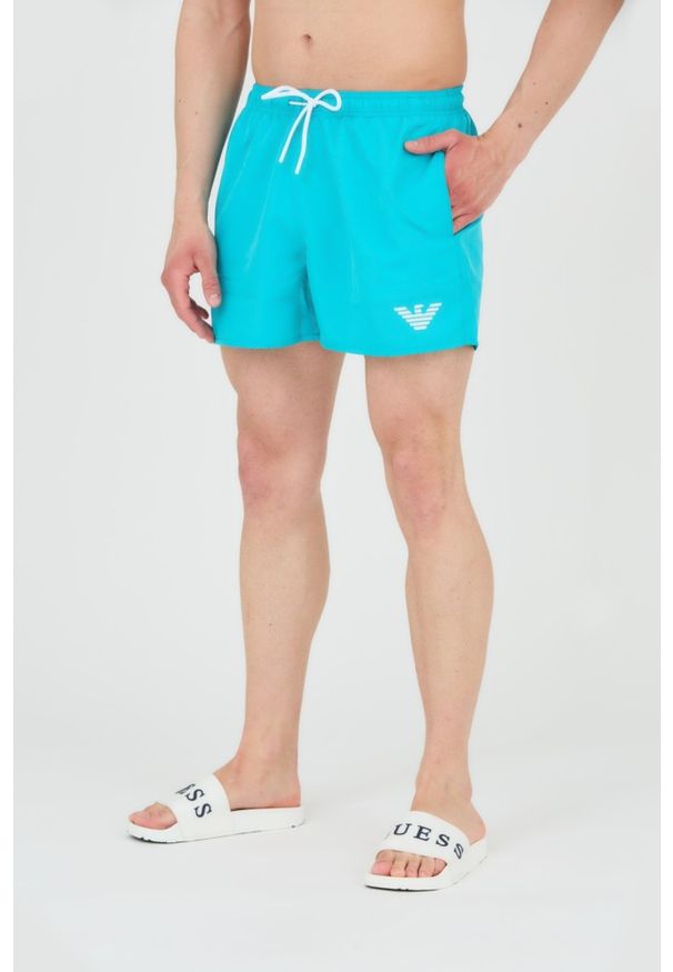 Emporio Armani - EMPORIO ARMANI Męskie spodenki kąpielowe, Rozmiar 48. Kolor: niebieski. Materiał: poliester