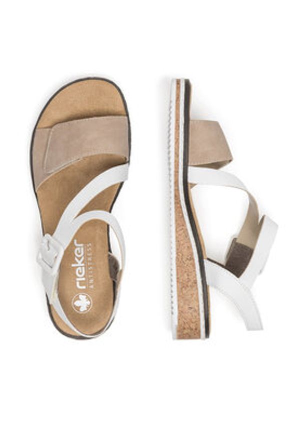 Rieker Sandały V3660-60 Beżowy. Kolor: beżowy. Materiał: syntetyk, skóra