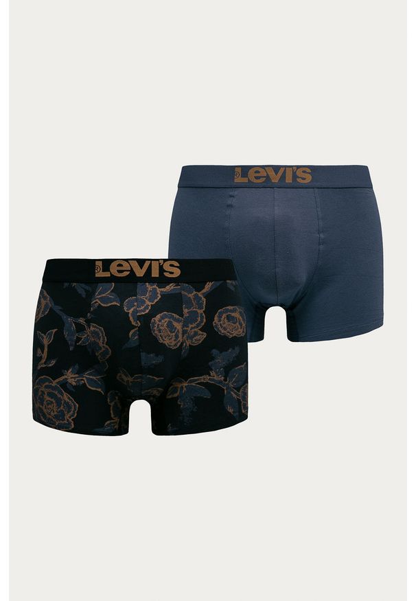 Levi's® - Levi's - Bokserki (2-pack). Kolor: niebieski. Materiał: bawełna, dzianina, elastan. Wzór: nadruk