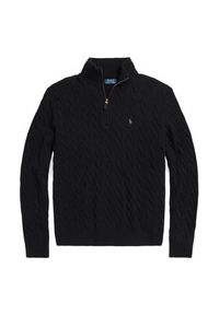 Polo Ralph Lauren Sweter 710876766005 Czarny Regular Fit. Typ kołnierza: polo. Kolor: czarny. Materiał: wełna