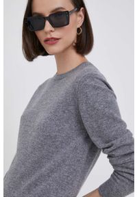 United Colors of Benetton sweter wełniany kolor szary. Kolor: szary. Materiał: wełna. Wzór: gładki. Styl: klasyczny #2