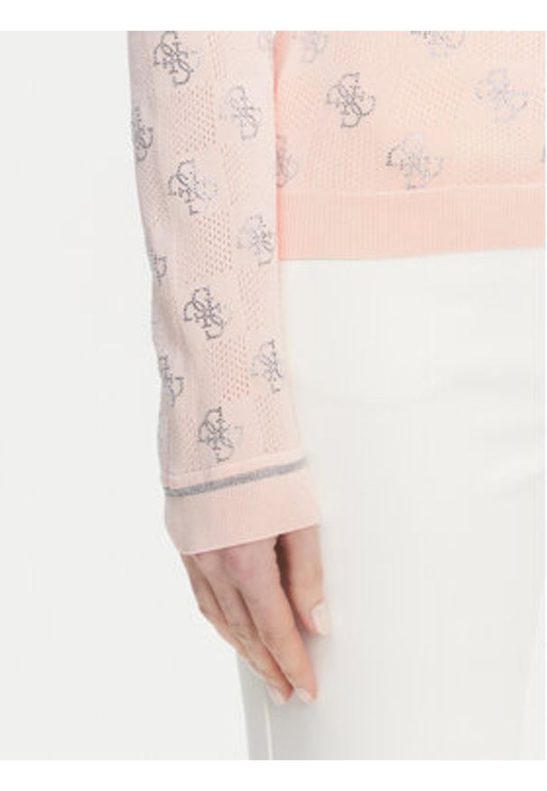 Guess Sweter W5GR07 Z3D60 Różowy Regular Fit. Kolor: różowy. Materiał: wiskoza