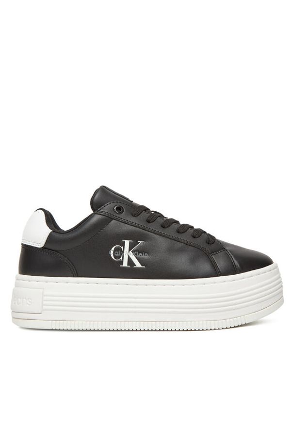 Calvin Klein Jeans Sneakersy Bold Flatf Low Lace Lth YW0YW01878 Czarny. Kolor: czarny. Materiał: skóra