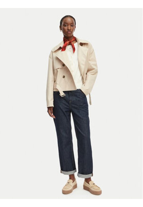 Tommy Jeans Trencz DW0DW22322 Beżowy jasny Relaxed Fit. Kolor: beżowy. Materiał: syntetyk, bawełna