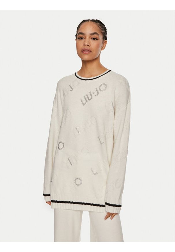 Liu Jo Sweter TF4173 MS55L C3447 Biały Regular Fit. Kolor: biały. Materiał: syntetyk, wełna