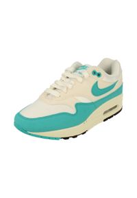 Buty do chodzenia damskie Nike Air Max 1. Kolor: biały, niebieski, wielokolorowy. Materiał: syntetyk, zamsz, materiał, skóra, tkanina. Szerokość cholewki: normalna. Model: Nike Air Max. Sport: turystyka piesza