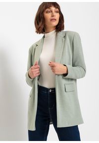 bonprix - Długi żakiet z dżerseju z kieszeniami. Kolor: zielony. Materiał: jersey. Długość: długie #1