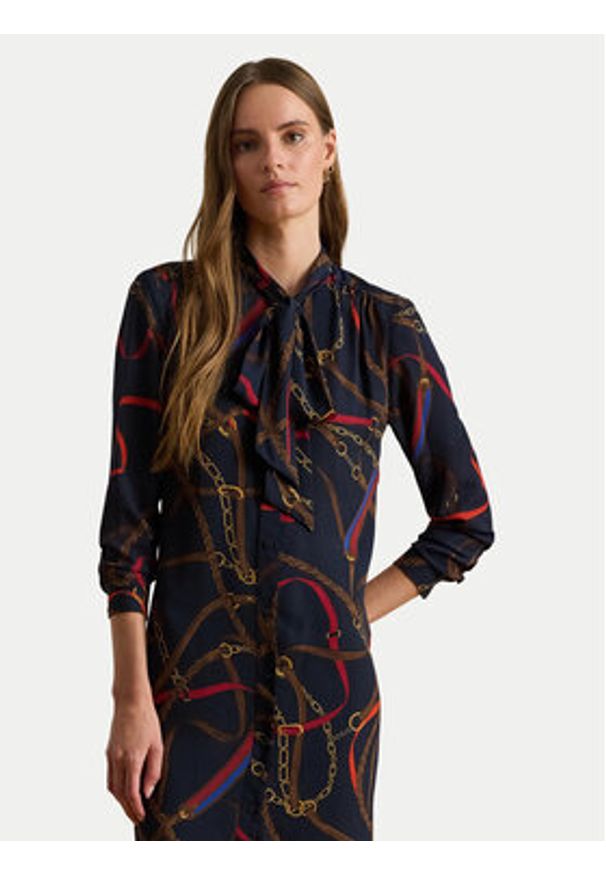 Lauren Ralph Lauren - LAUREN RALPH LAUREN Sukienka koszulowa 200P03552001 Granatowy Regular Fit. Kolor: niebieski. Materiał: syntetyk. Typ sukienki: koszulowe