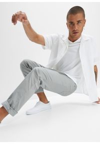 bonprix - Spodnie ze stretchem i elastyczną gumką w talii, regular fit, prosta nogawka. Kolor: szary #3