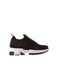 Sneakersy Sca'viola L-06 Black, Czarny, Materiał. Zapięcie: bez zapięcia. Kolor: czarny. Materiał: tkanina. Szerokość cholewki: normalna. Wzór: paski, aplikacja #1