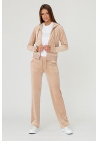 Juicy Couture - JUICY COUTURE Beżowa damska bluza Robertson, Rozmiar M. Typ kołnierza: kaptur. Kolor: beżowy. Materiał: welur #4