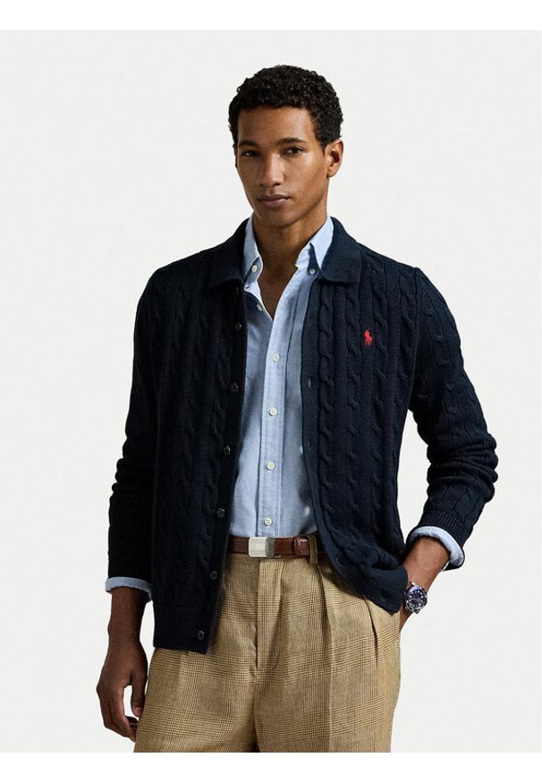 Polo Ralph Lauren Kardigan 710979114002 Granatowy Regular Fit. Typ kołnierza: polo. Kolor: niebieski. Materiał: bawełna