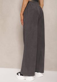 Renee - Szare Spodnie o Szerokim Kroju High Waist z Wiązaniem w Pasie Ettianne. Okazja: na co dzień. Stan: podwyższony. Kolor: szary. Styl: elegancki, casual #4