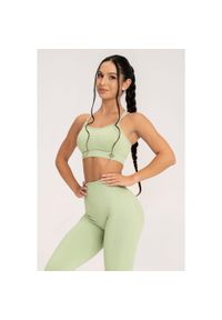 GYM GLAMOUR - Stanik fitness cardio damski Gym Glamour push up 2.0. Kolor: zielony, wielokolorowy, żółty. Rodzaj stanika: push-up. Sport: fitness