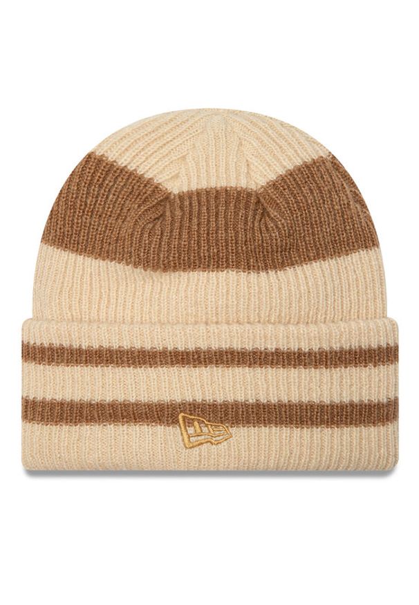 New Era Czapka Stripe Cuff Knit Beanie 60580764 Beżowy. Kolor: beżowy. Materiał: akryl, materiał