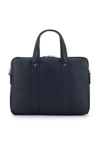 Wittchen - Męska torba na laptopa 15,6” skórzana z pionowymi paskami granatowa. Kolor: niebieski. Materiał: skóra. Styl: klasyczny, elegancki #1