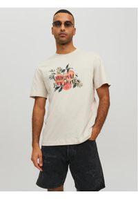 Jack & Jones - Jack&Jones T-Shirt Flores 12228775 Beżowy Relaxed Fit. Kolor: beżowy. Materiał: bawełna