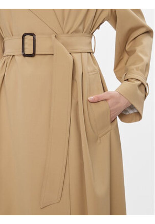 Weekend Max Mara Płaszcz wełniany Giostra 2415021051 Beżowy Regular Fit. Kolor: beżowy. Materiał: syntetyk