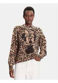 Desigual Sweter Minnie 25WWJF43 Brązowy Regular Fit. Kolor: brązowy. Materiał: syntetyk #1