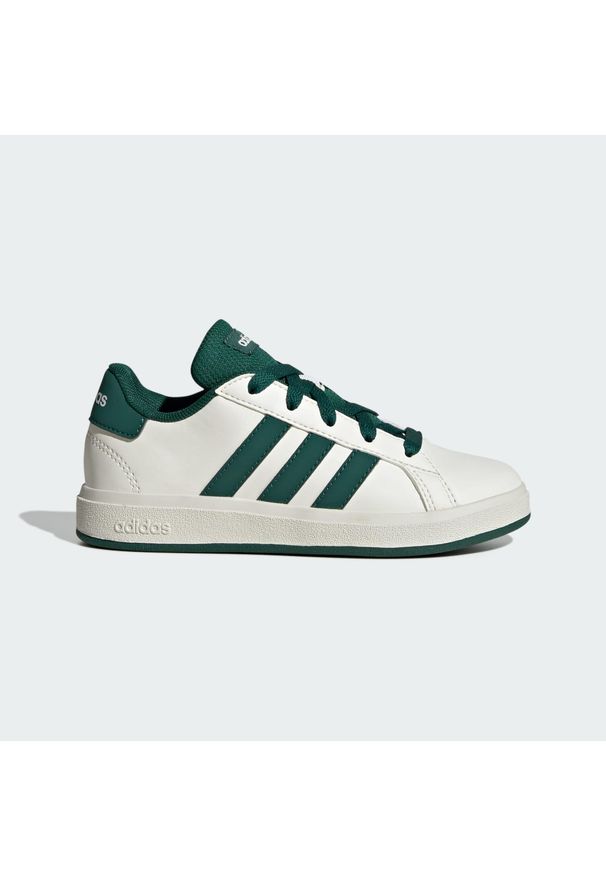 Adidas - Buty Grand Court Lifestyle Tennis Lace-Up. Kolor: biały, czarny, wielokolorowy, zielony. Materiał: materiał. Sport: turystyka piesza