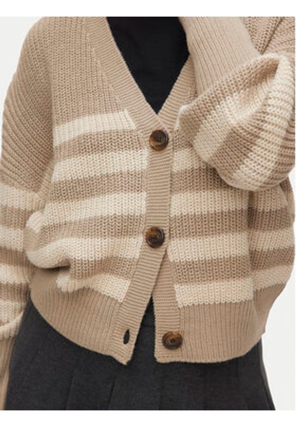 Vero Moda Kardigan Lea 10249632 Beżowy Regular Fit. Kolor: beżowy. Materiał: syntetyk