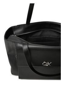 Calvin Klein Torebka Ck Medium Shopper K60K612811 Czarny. Kolor: czarny. Materiał: skórzane #4