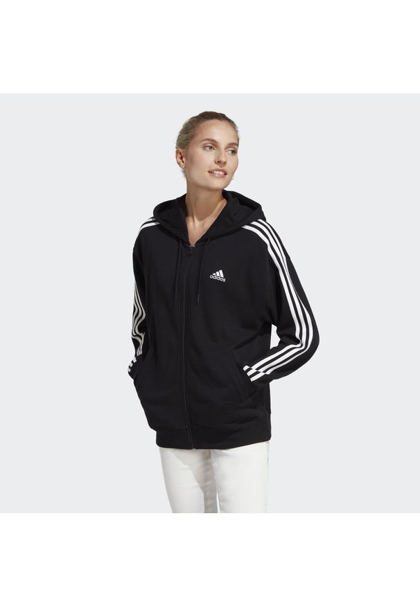 Bluza Kobieta Adidas 3S Ft O czarny. Kolor: biały, wielokolorowy, czarny