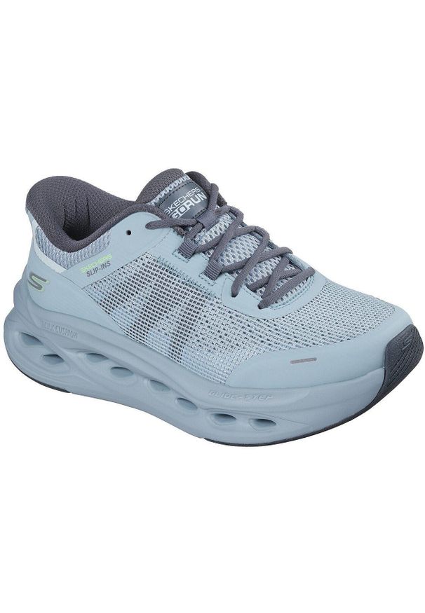 skechers - Adidasy Skechers Max Cushioning Glide-step - A, Kobiety. Kolor: szary. Materiał: materiał. Sport: fitness