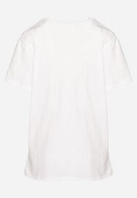Born2be - Biało-Zielony Bawełniany T-shirt z Nadrukiem z Przodu Sarilla. Kolor: biały. Materiał: bawełna. Wzór: nadruk. Sezon: lato #7
