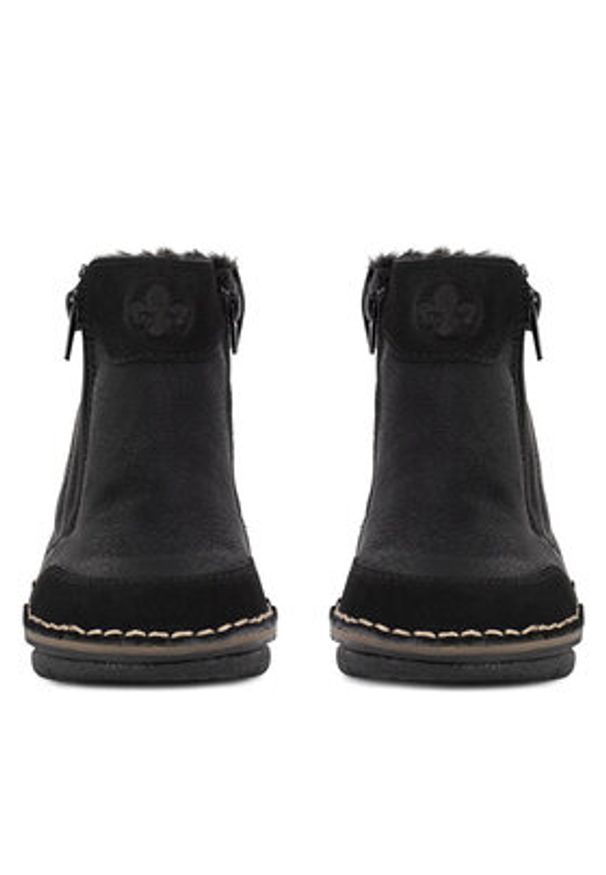 Rieker Botki 73352-00 Czarny. Kolor: czarny. Materiał: materiał