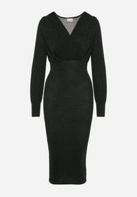 Born2be - Zielona Dopasowana Sukienka z Kopertowym Dekoltem i Bufiastymi Rękawami Ulonissa. Okazja: na imprezę. Typ kołnierza: dekolt w kształcie V. Kolor: zielony. Typ sukienki: kopertowe. Styl: klasyczny #2