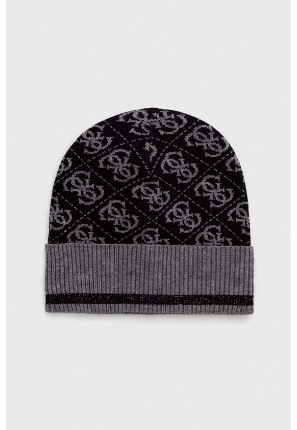 Guess czapka kolor czarny. Kolor: czarny. Materiał: dzianina