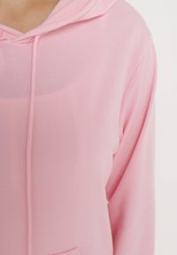 Born2be - Jasnoróżowy Komplet Dresowy Bluza Kangurka z Kapturem i Spodnie Joggery Triasa. Kolor: różowy. Materiał: dresówka #4