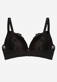 Born2be - Czarno-Beżowy Biustonosz z Koronką i Sercem z Cyrkonii Coratune. Kolor: czarny. Materiał: koronka. Wzór: koronka #2