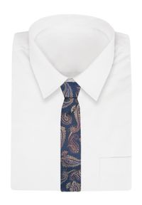 Alties - Klasyczny Krawat Męski - ALTIES - Granat, Duży Wzór Paisley. Kolor: niebieski. Materiał: tkanina. Wzór: paisley. Styl: klasyczny #2